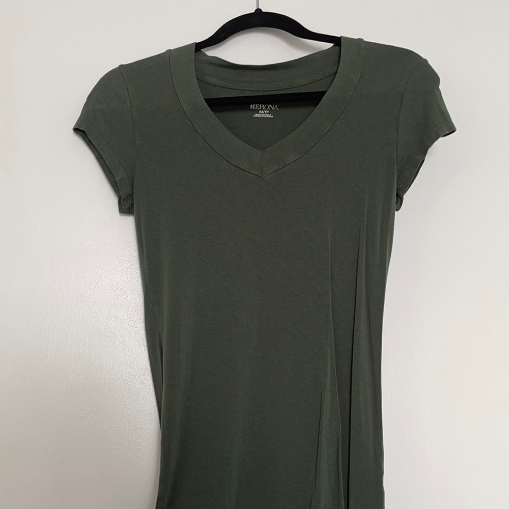 Olive V Neck Tee